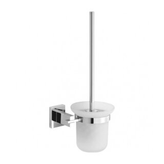 DEMM Dorix WC-B&uuml;rstenhalter aus Milchglas in Chrom