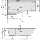 VERSYS L asymmetrische Badewanne 170x84x70x47cm, links, weiss