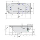 VIVA R HYDRO Whirlpool-Badewanne, 175x80x47cm, weiss