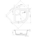 Acryl-Duschwanne,Viertelkreis 80x80x28cm inkl. F&uuml;ssen, R550