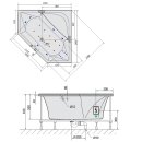 FLOss HYDRO-AIR Whirlpool Badewanne, 145x145x50cm, weiss